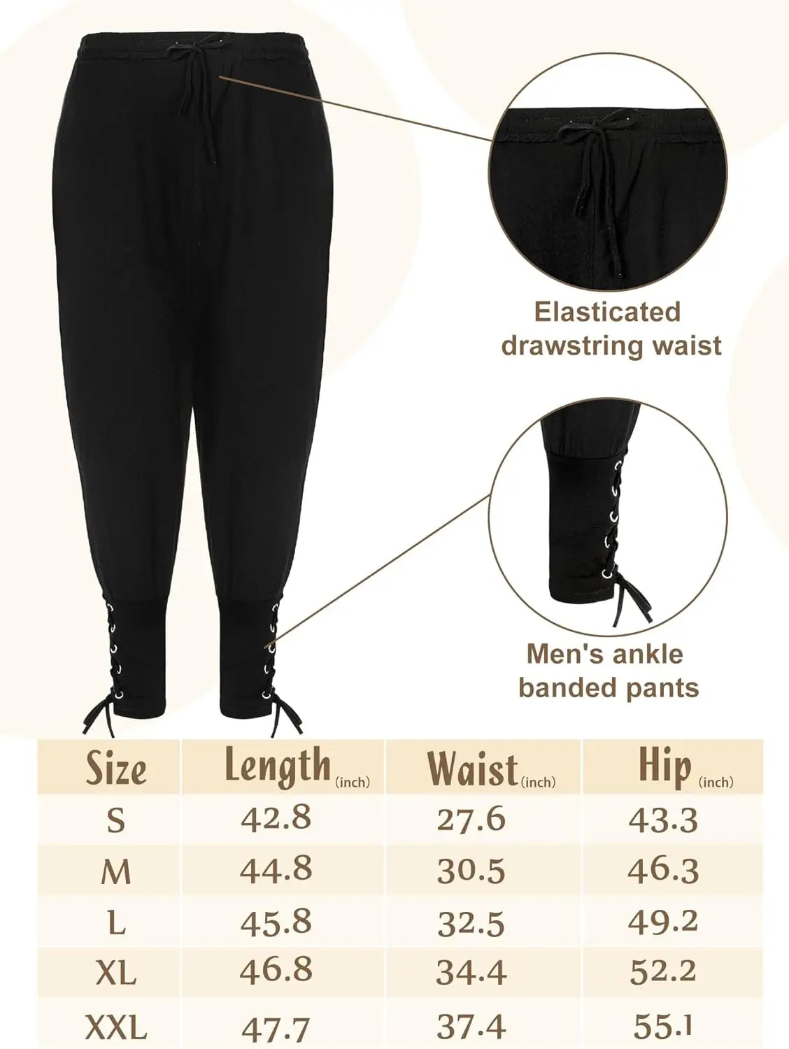 4 Pcs Halloween Men's Renaissance Costume Set Medieval Pirate Shirt Ankle Banded Pants Viking Belt Accessories - product image 3