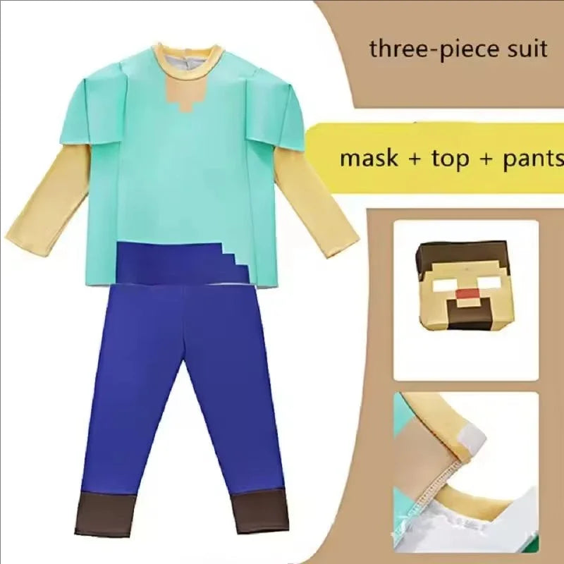 Minecraft Steve Kids' Diamond Armor 3-Piece Halloween Costume Set