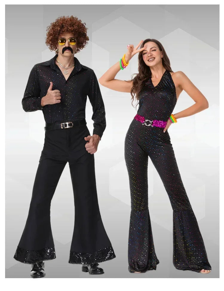 Disco 70's Couple Vintage 80's Hippies Music Couples Halloween Costume - Women / L