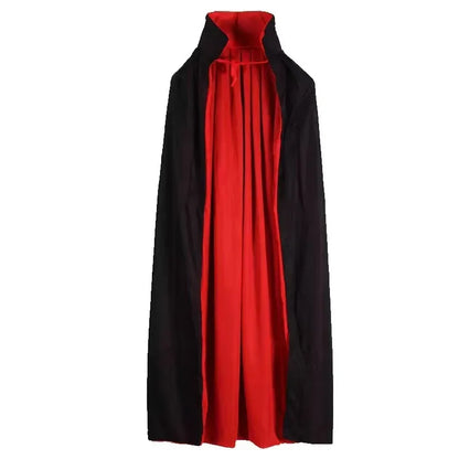 Halloween Women Men Costume Adult Stand Collar Hooded Cape Black Red Reversible Cap - LW2012 / S
