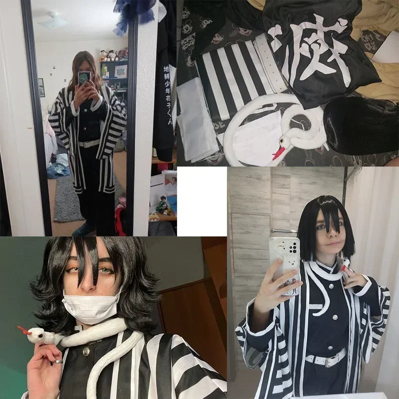 Halloween Anime Demon Moordenaar Kimetsu No Yaiba Iguro Obanai Haori Kimono Cosplay Kostuum Pruik Witte - product image 3