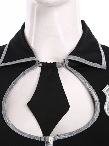 Women's Adult Anime Cop Officer Costume Dress Nighclub Policewoman Uniform Boylegs Bottom - View 4