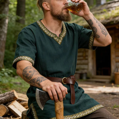 Knight Costume Medieval Costume Tunic Halloween Costumes for Men Adult Viking Pirate - Color 1 / XL