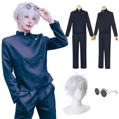 Gojo Satoru Costume Pour Hommes Anime Iforme De Lycée Perruque Trempée Costume - black / 110