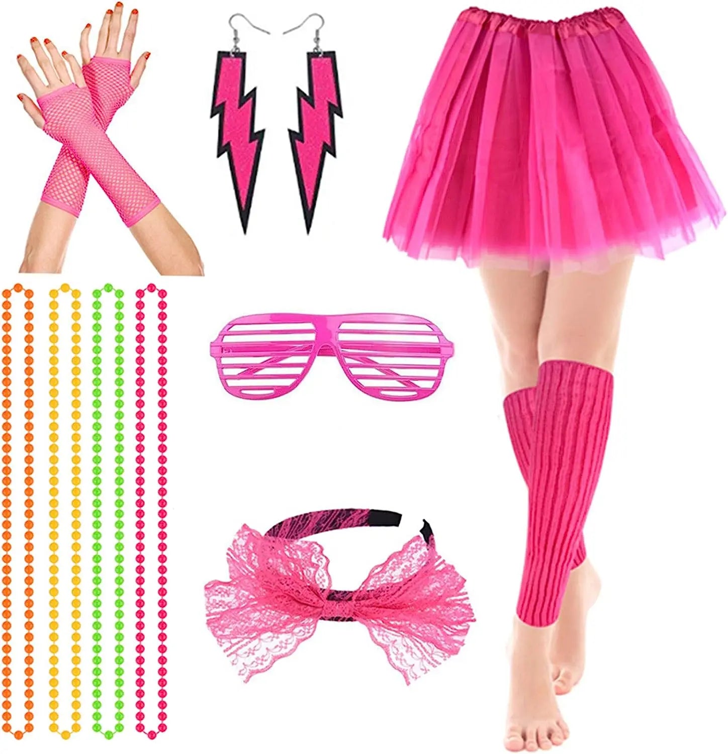 Women's 1980s Neon Costume Accessories – Tutu, Leg Warmers & Party Sets