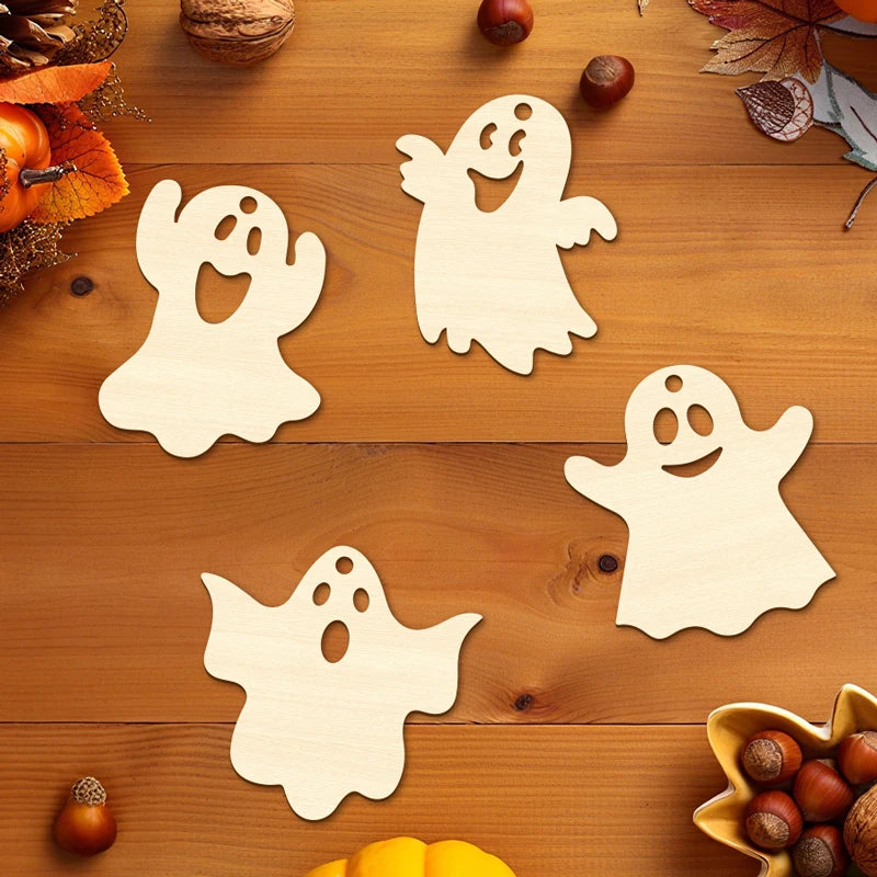 20Pcs Halloween Wooden Ghost Unfinished Wood Ghost with Twine for DIY - product image 3