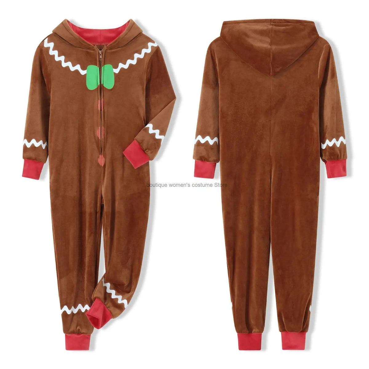 Gingerbread Long Sleeve Zipper Halloween Costume for Adults - Hooded - product image 2