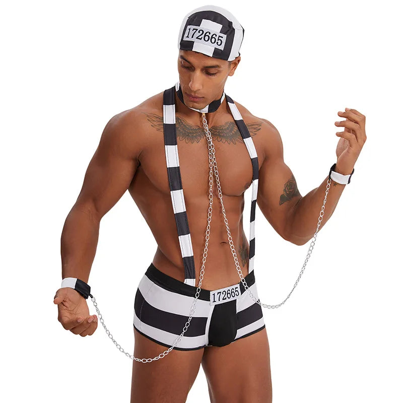Bar Sexy Men Costume Sailor Thief Police Nurse Uniform Temptation Sexy Lingerie Set - B / One Size