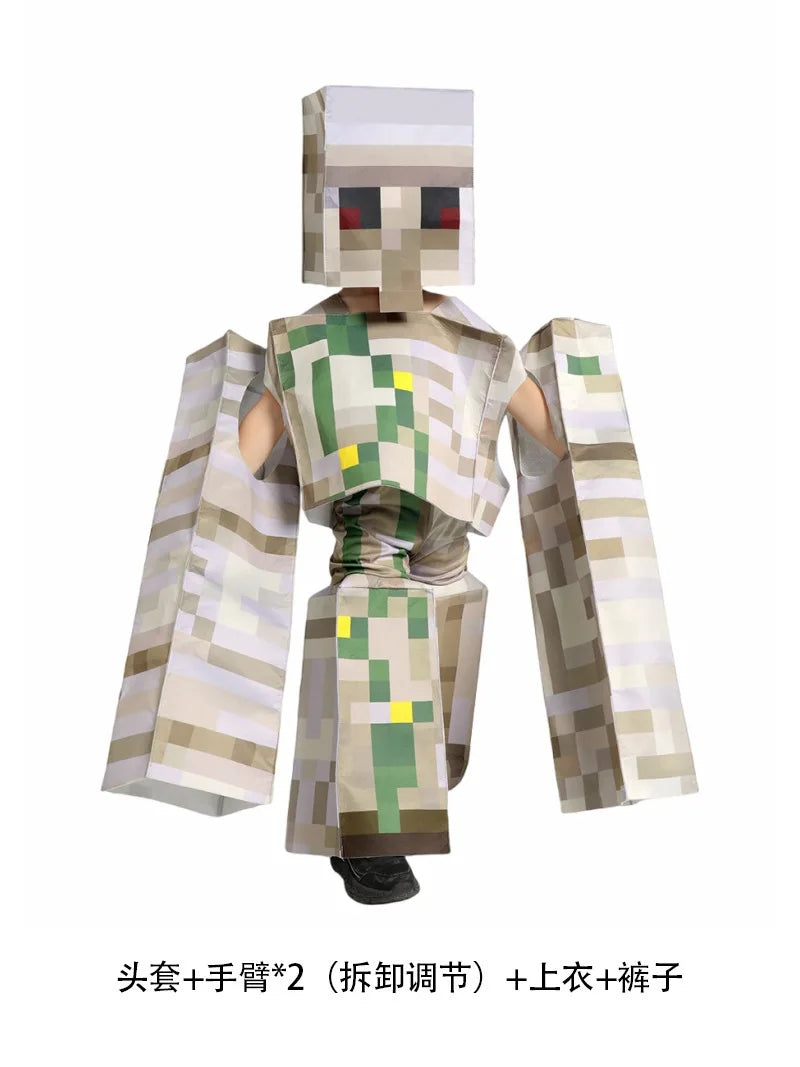 Halloween Costume My World Mc Game Dress Up Kids Costume Sound Guard Headgear Jumpsuit - set02 / M