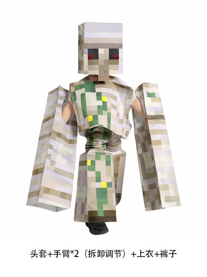 Halloween Costume My World Mc Game Dress Up Kids Costume Sound Guard Headgear Jumpsuit - set02 / M