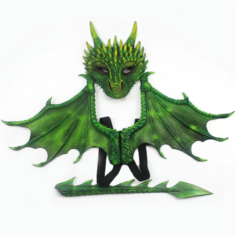 Kids Dragon Costume For Kids Dragon Dinosaur Wing Tail Mask Set Dragon Cosplay Wing Kids Halloween Dragon - product image 7