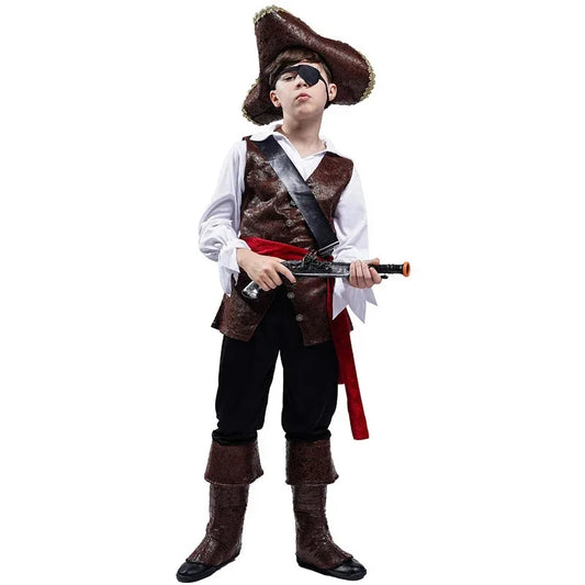 Halloween Costume Boys Pirate Cosplay Pirate Captain Jack Sparrow Purim Luxury Buccaneer Outfits R - product image 1