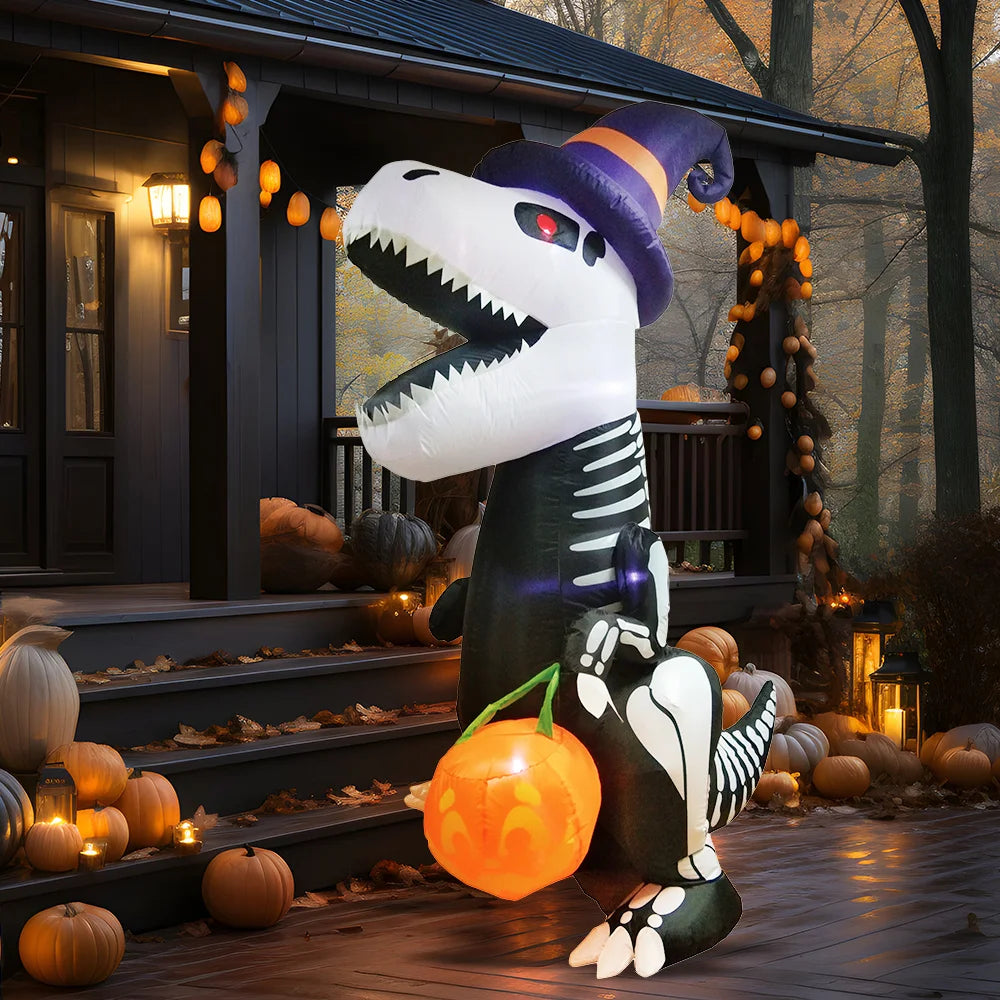 Skeleton Pumpkin Halloween Decoration - Inflatable - 8 FT Skeleton Dinosa