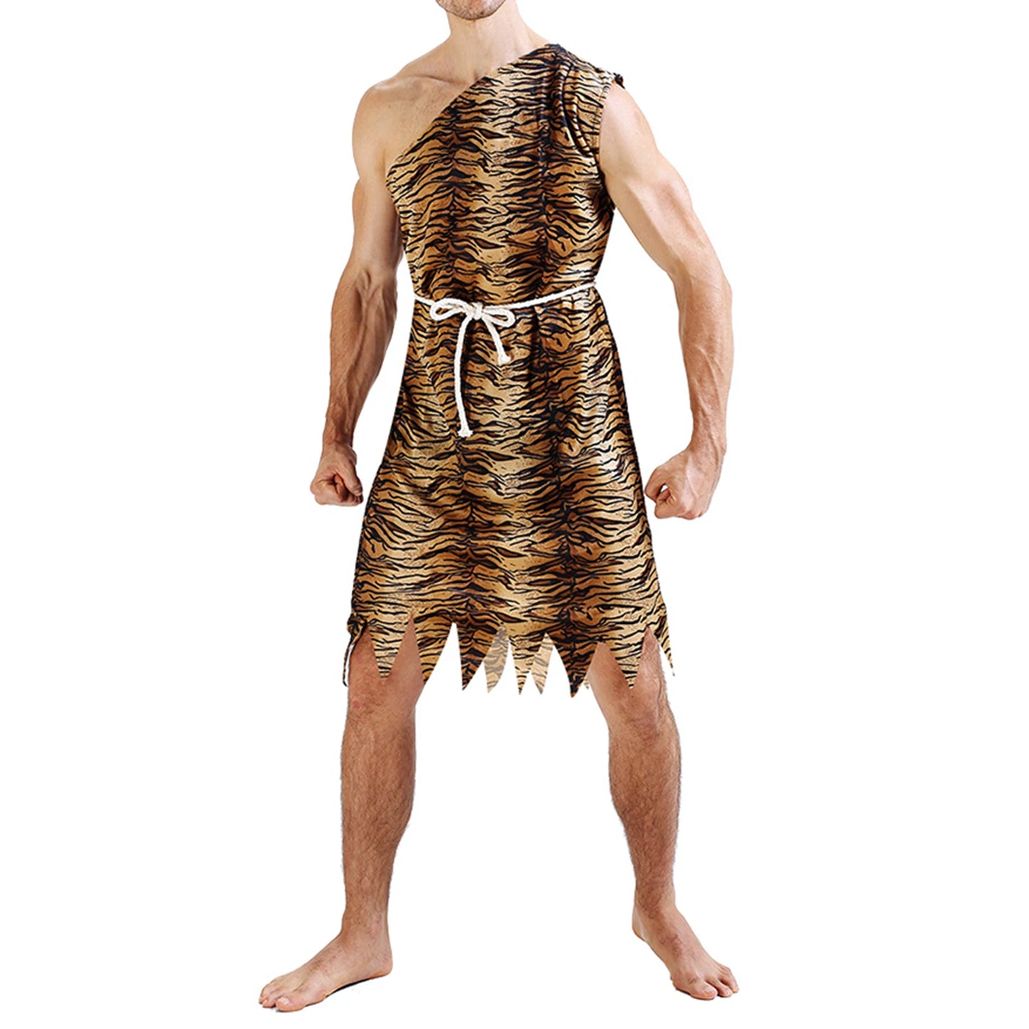 Combhasaki Adult Unisex Halloween Caveman Costume for Women / Men Leopard Print Costume - Men / One Size