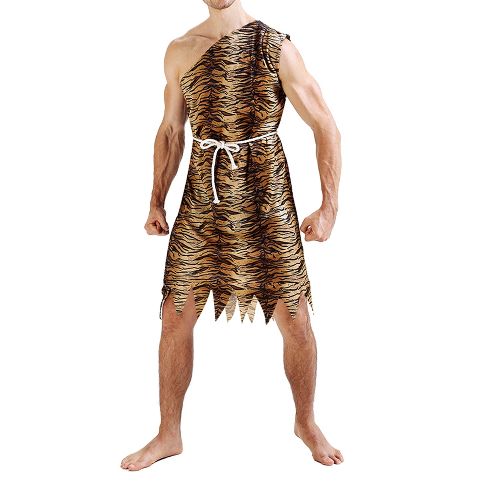 Combhasaki Adult Unisex Halloween Caveman Costume for Women / Men Leopard Print Costume - Men / One Size