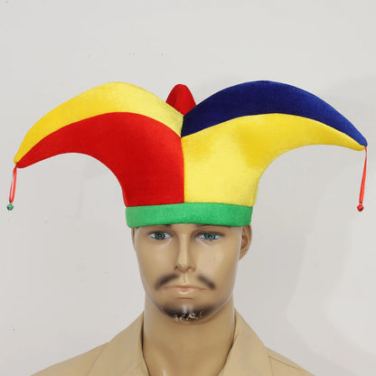 Halloween Costume Clown Hat Unisex Clown Hat Cap with Bells Costume Accessories Adult - Type E / One Size