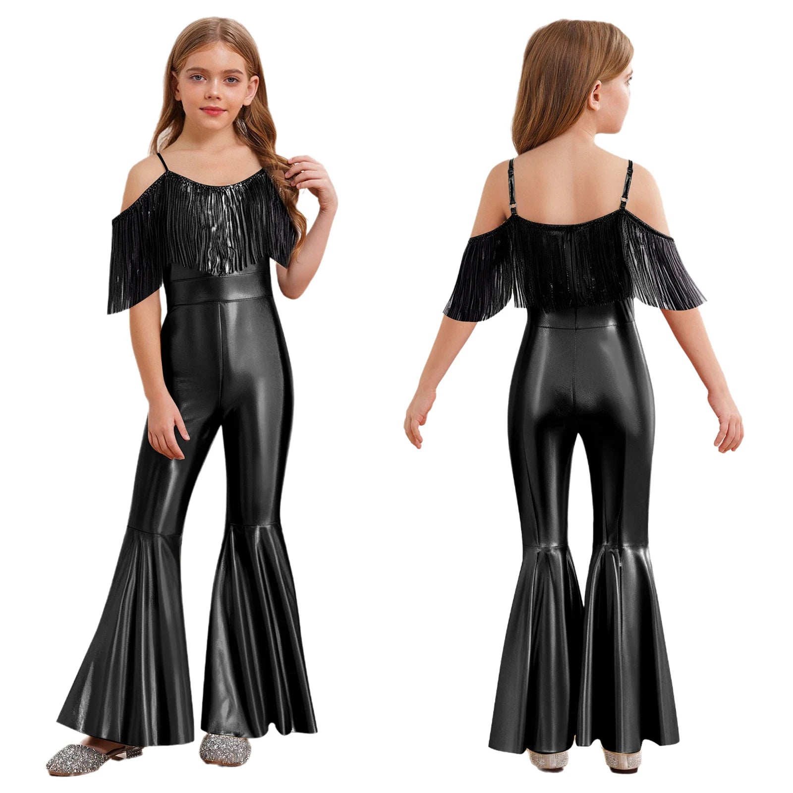 Kids' Disco Shiny Hippie Sleeveless Sequins Tassels 70s 80s Costume - alternate view 20
