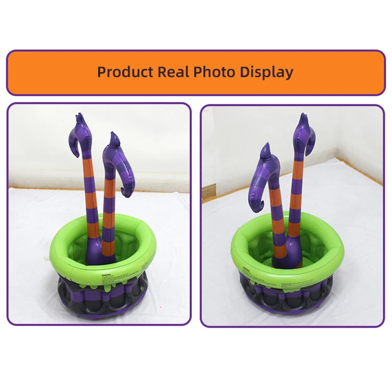 Inflatable Witch Legs Cauldron Cooler, Blow-Up Witch Pot Ice Bucket for Spooky Themed Parties, Halloween - product image 6