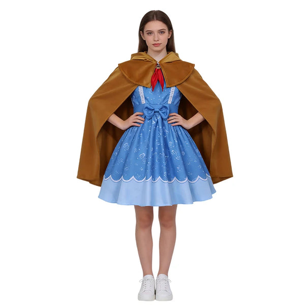 Stranger Retro Fantasy Girl Cosplay Costume Hooded Cloak Dress Scarf Stage Performance Disguise