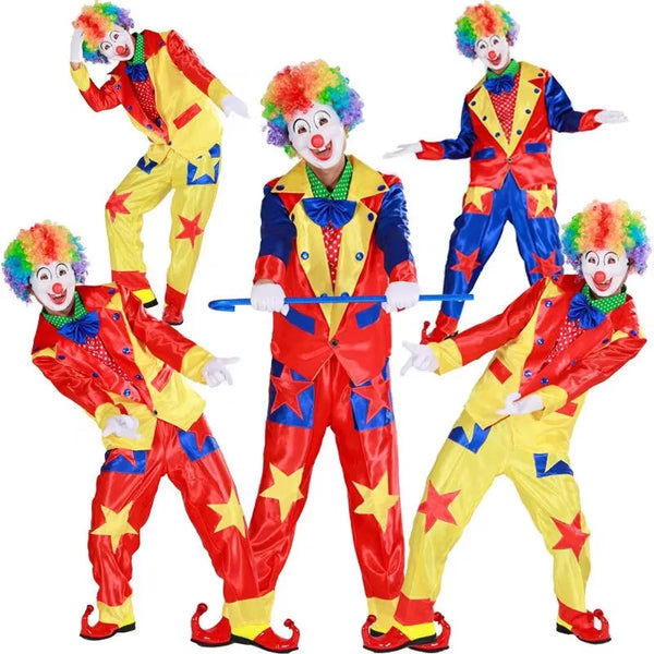 Colorful Clown Costume for Men Club Circus Halloween Joker Suit Performance Suit - 1 / M
