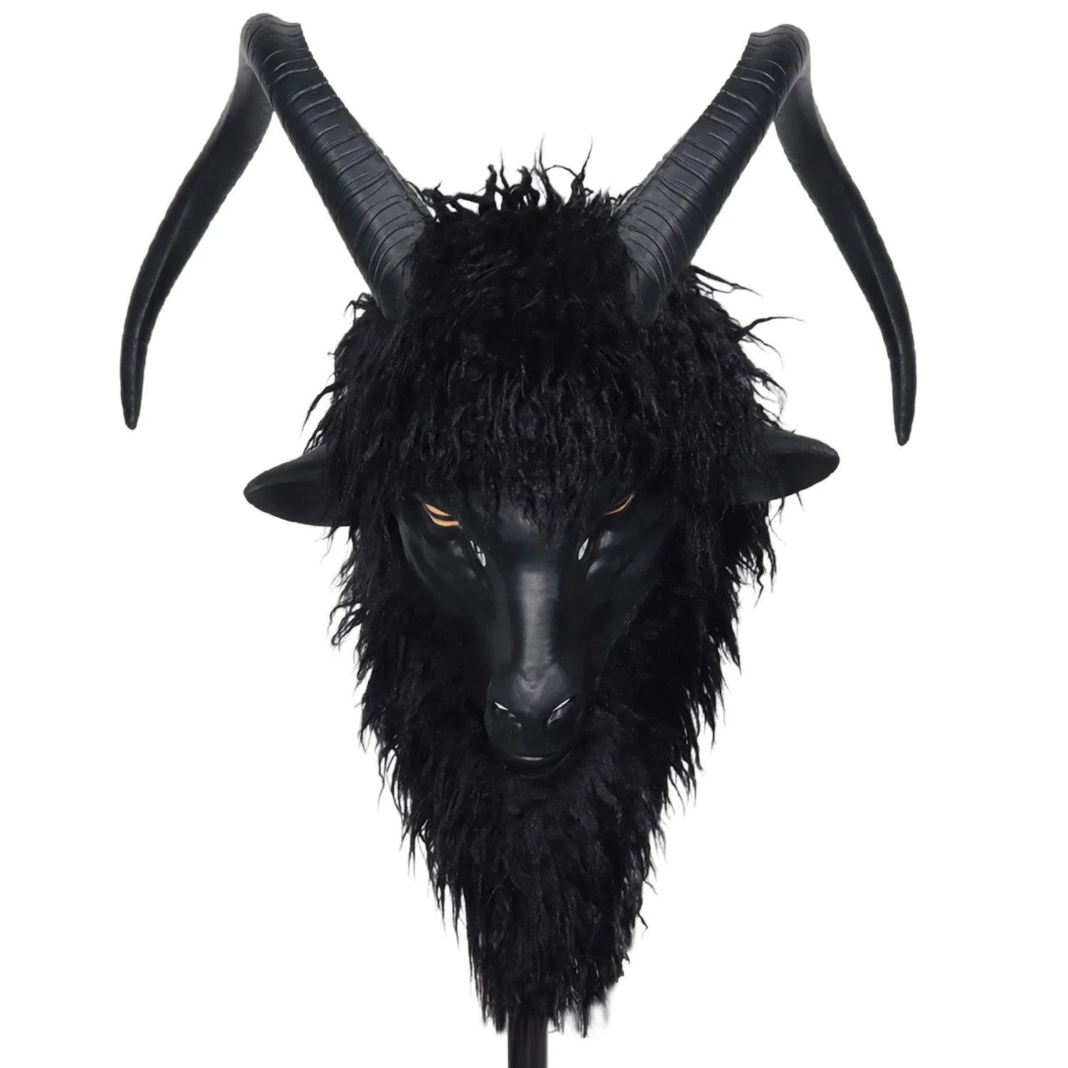 Evil Black Phillip Goat Mask Cosplay Animal Goat With Large Horns Latex HelmetHalloween