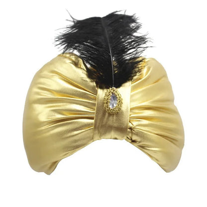 Men's Indian Hat Gold-Stamped Bright Ethnic Gold-Stamped Feather European Prop - alternate view 6