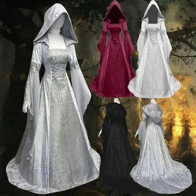 Medieval Retro Gothic Hoodie Witch Long Skirt Luxury Women's Party Dress Cosplay Vampire Halloween Adult - product image 1