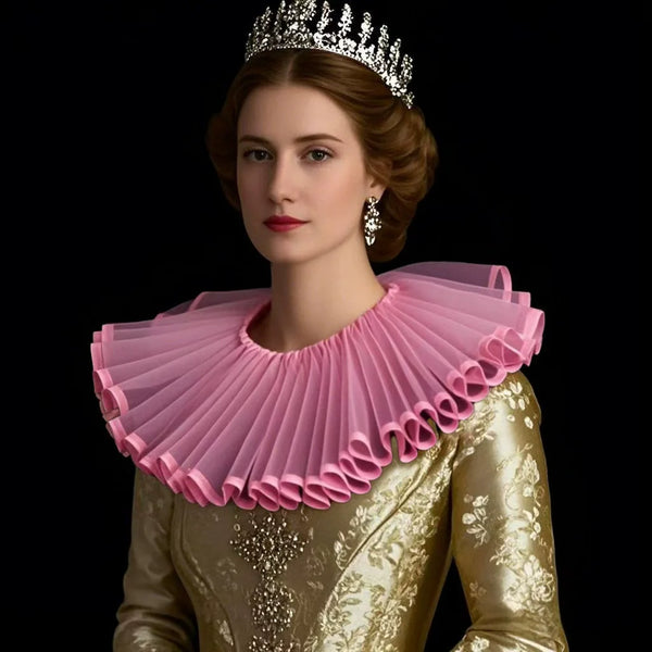 Clown Costume Collar Vintage Victorian Renaissance Neck Ruffle Choker - Pink / One Size