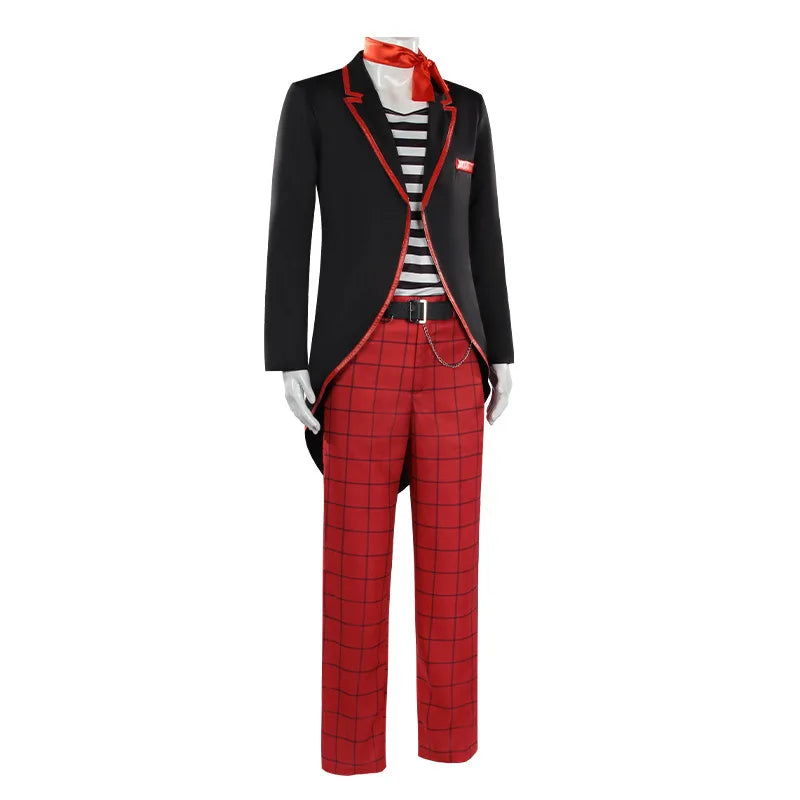 The Mask Costume Stanley Ipkiss Horror Clown Black Tuxedo Suit Jim Carrey Mask Outfit - Wig and Costume / M
