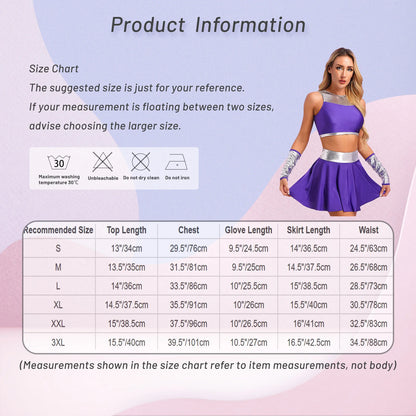 Women's Anime Princess Sleeveless Crop Top Gloves And Mini Costume - alternate view 6