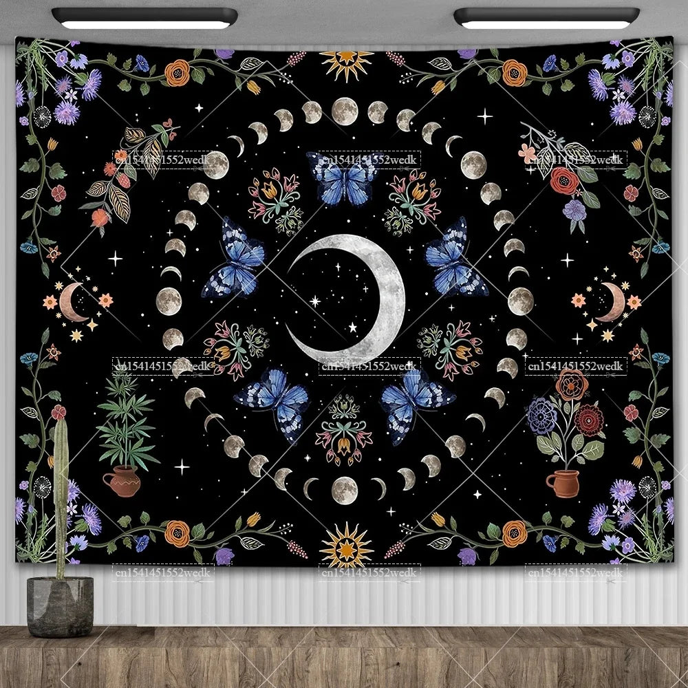 Moon Phase Psychedelic Celestial Tapestry