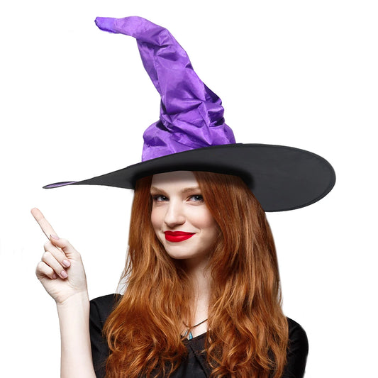 Halloween Witch Hats Black Folds Wizard Hat for Kids Adult Women Men Costume Props - kids Hat