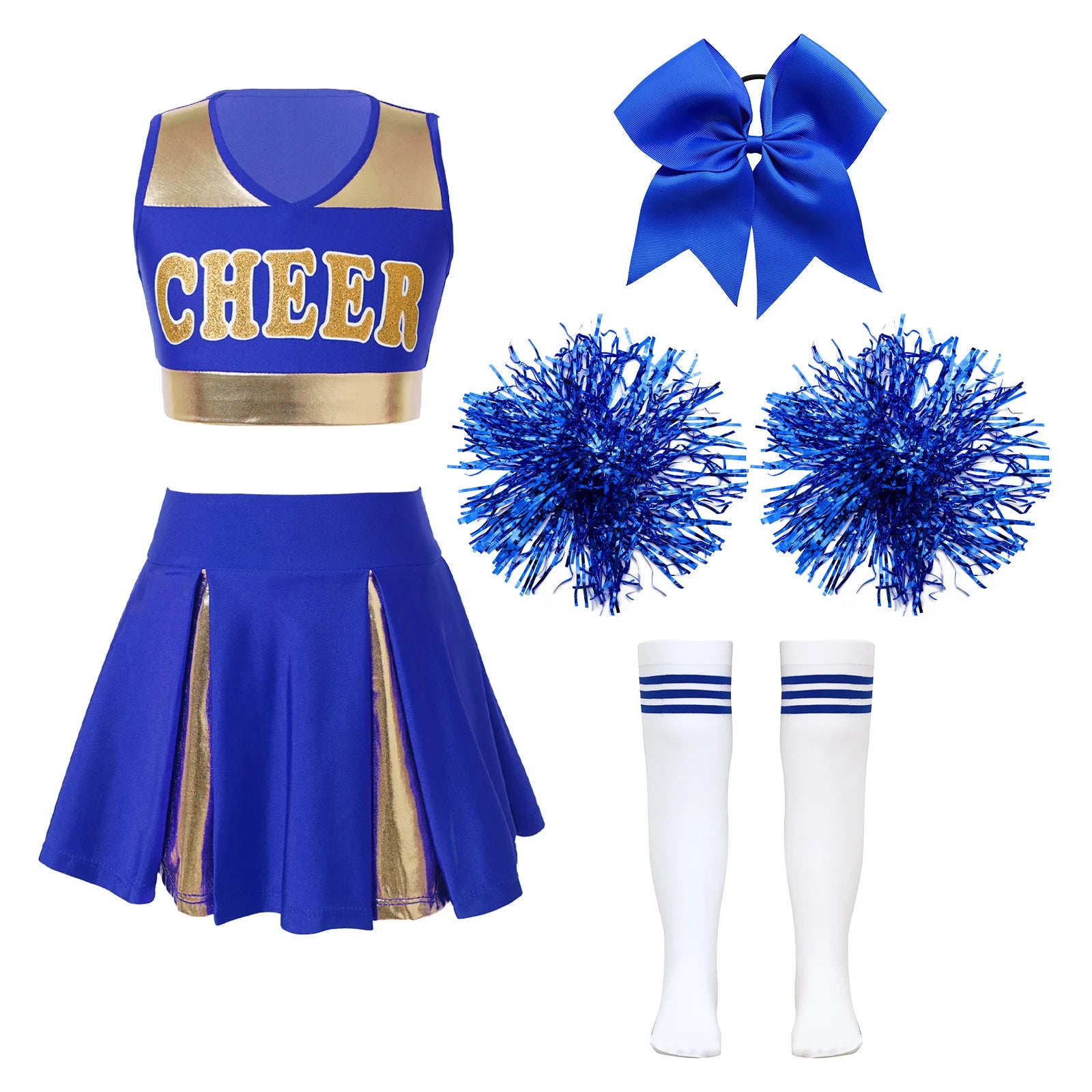 Kids' Girls Cheerleader Outfit Set Cheerleading for Birthday Cheer Uniform Costume - alternate view 8