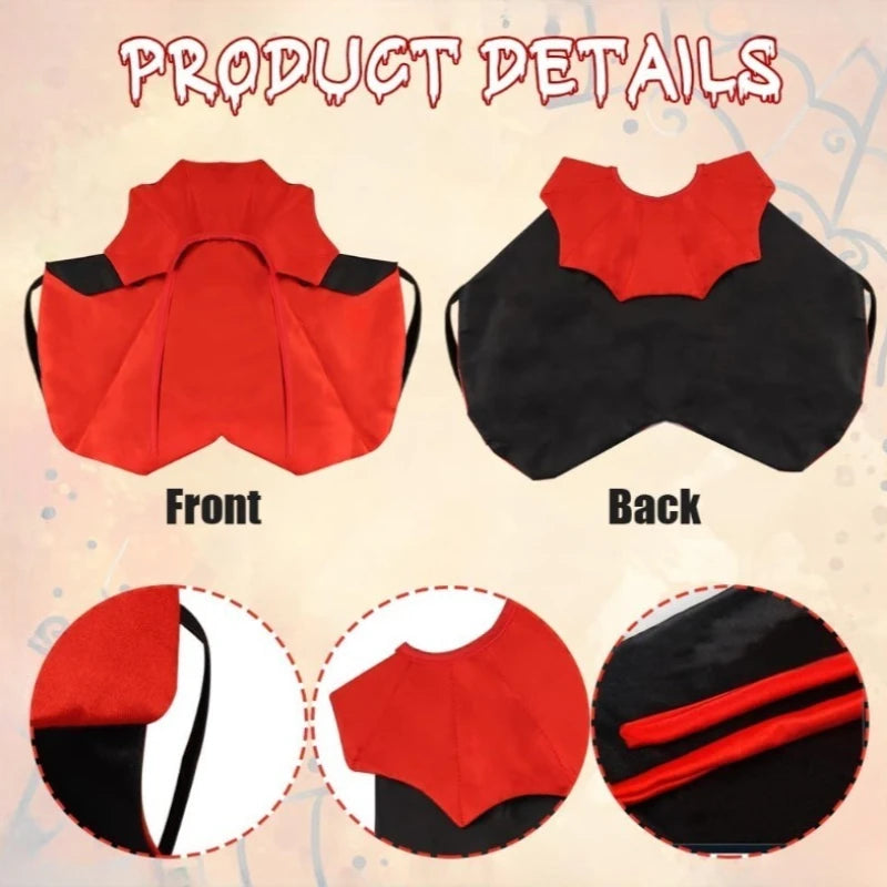 Pet Cape Costume with Bat Wings Adjustable Vampire Cloak for Puppy Kitten Dog Cat
