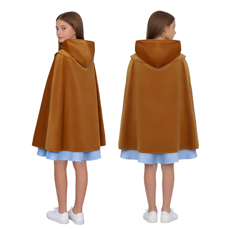 Stranger Retro Fantasy Girl Cosplay Costume Hooded Cloak Dress Scarf Stage Performance Disguise