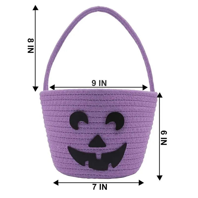B78b 2x Halloween Basket for Kids Trick Or Treat Basket Cute Pumpkin - product image 2