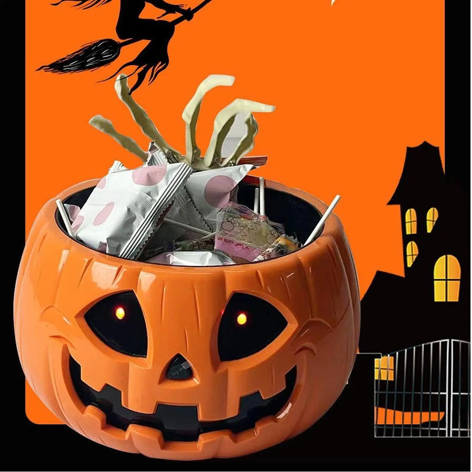 Halloween Pumpkin Candy Bowl Glow in The Dark Halloween Electric Toy for Home - product image 1