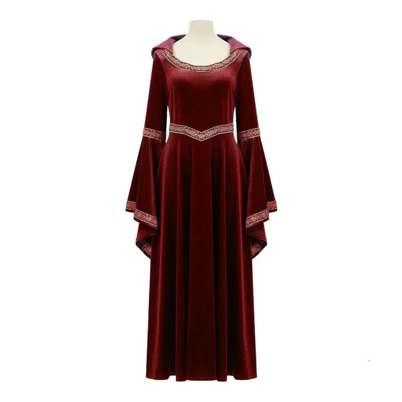 Medieval Retro Gothic Hoodie Witch Long Dress Women Halloween Victorian Vampire Wizard Devil Cosplay Party - product image 6