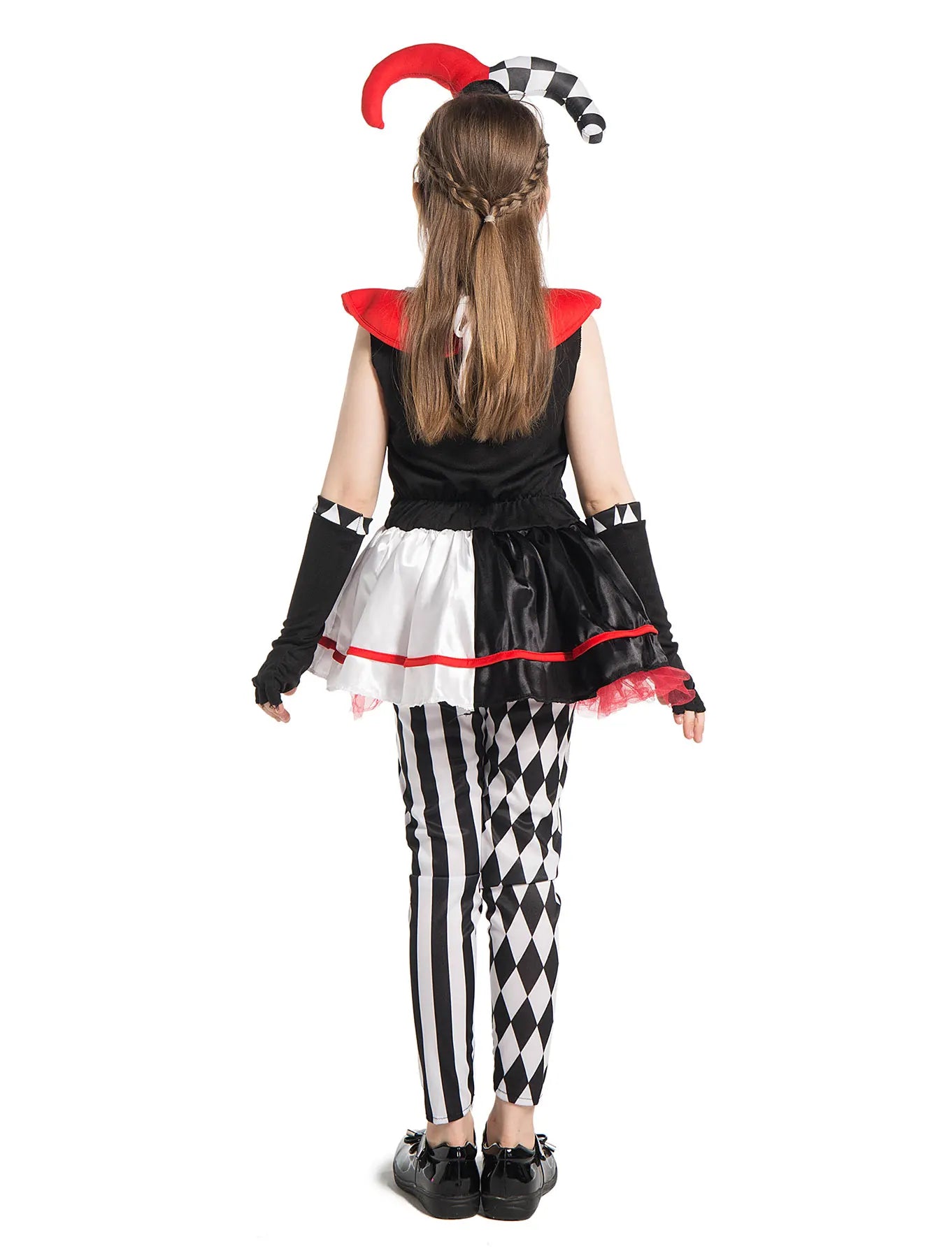 Girls Poker Pattern Jester Clown Costume Dress Outfit Kids Halloween Costume - View 6