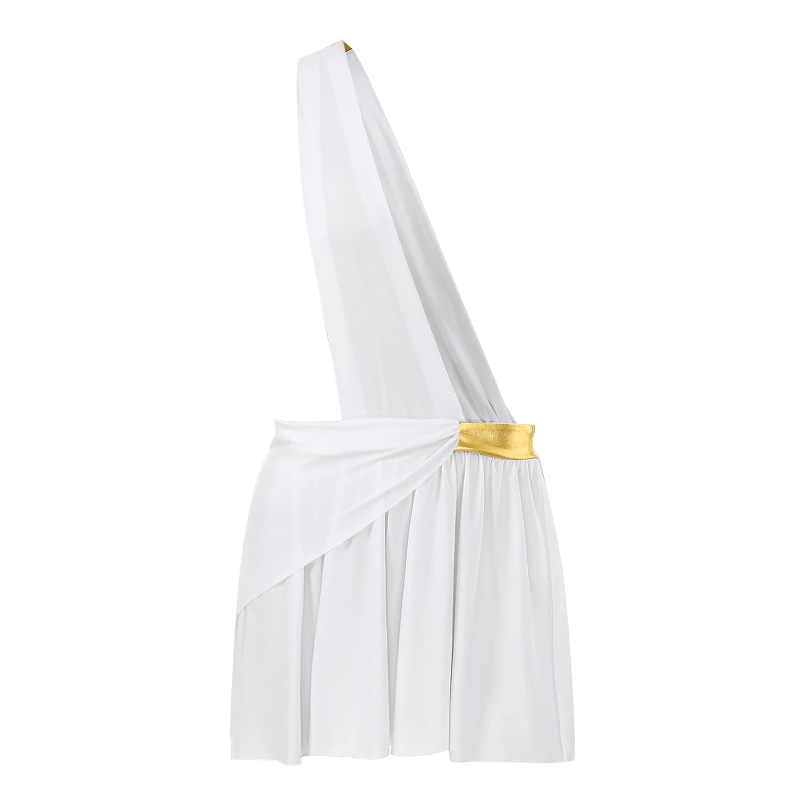 Men's Ancient Greek Warrior One Shoulder Strap Contrast Color Ruffle Skirt Costume - alternate view 3
