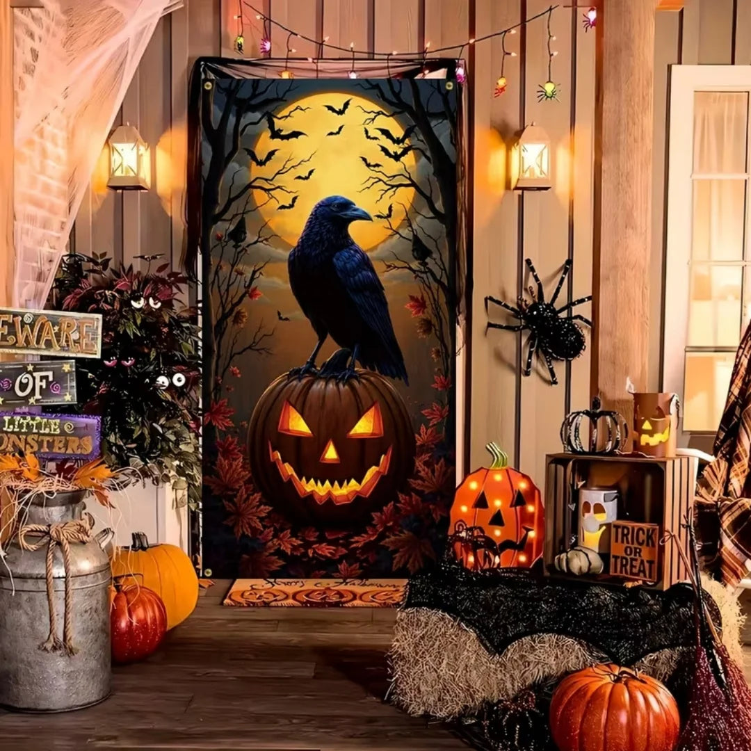 Happy Halloween Decor Door Cover Banner Horror Night Castle Bat Ghost Pumpkin - product image 6