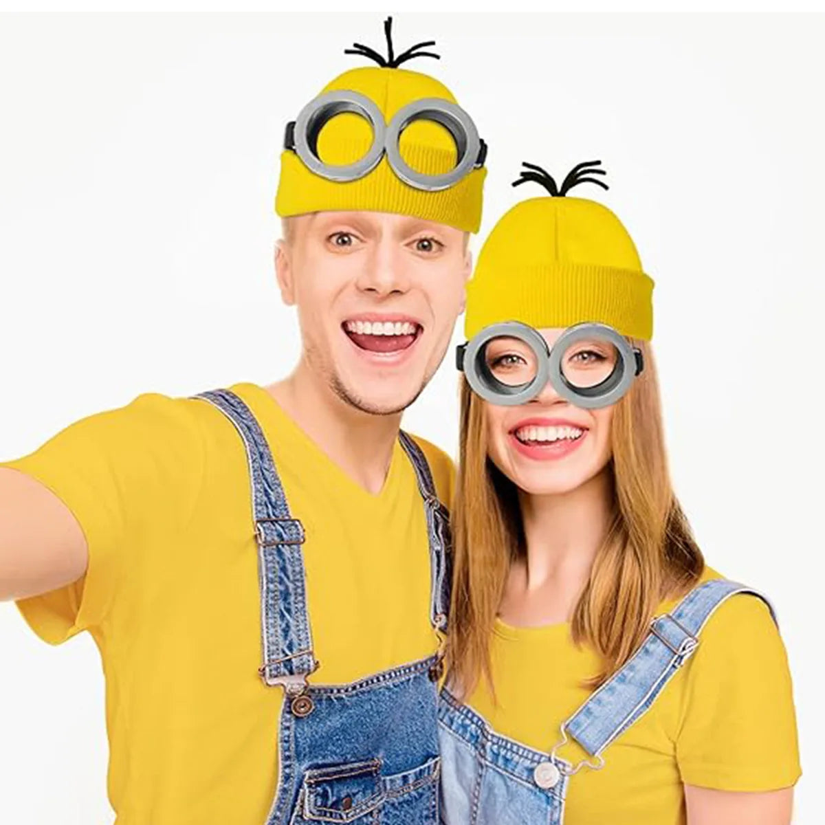 Halloween Yellow Goggle Henchmen Knitted Hat Gloves Eyewear Mesh Skirt Shoulder Strap Set Adult - product image 5