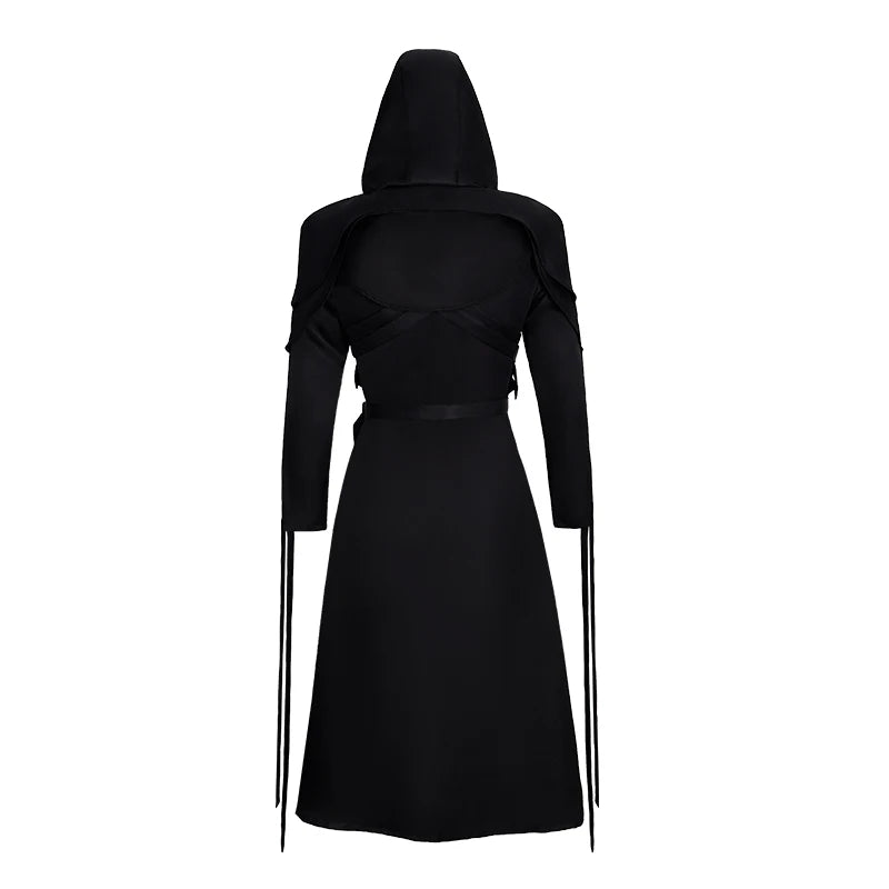 Halloween Medieval Cloak Danny Johnson Costume DbD Horror Hooded Cape Robe Costume - black / M