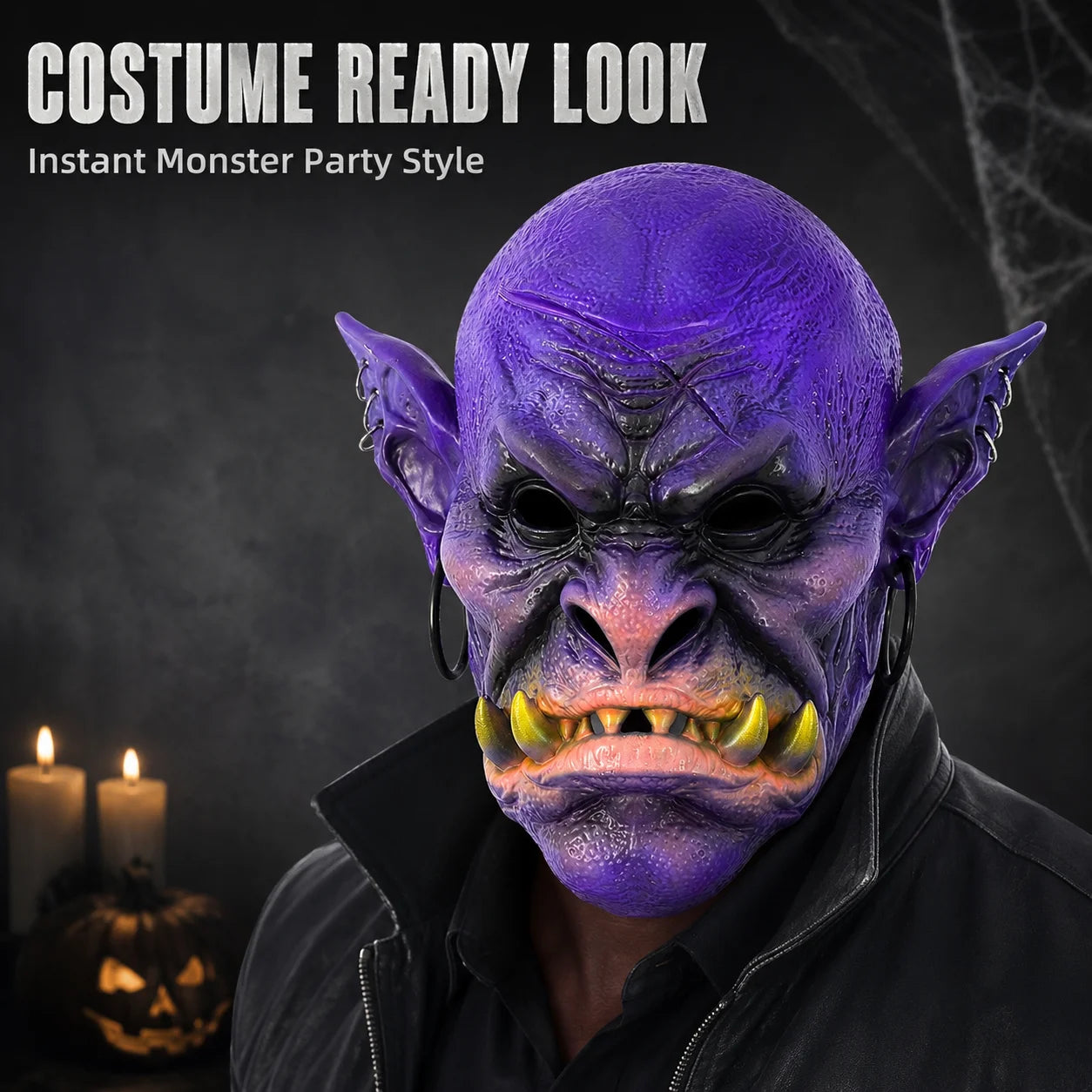 Halloween Monster Full Head Mask, Realistic Foam Goblin Orc Costume Headgear for Adult Cosplay Party - product image 5