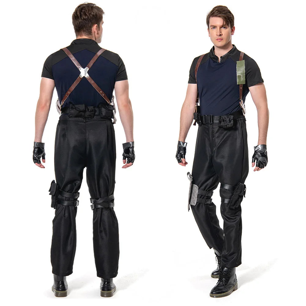Fantasia Agent Leon Cosplay Outfits Men Disfraz Biohazard Game Hazard Bio Costume Disguise Male Halloween Carnival Party Clothes