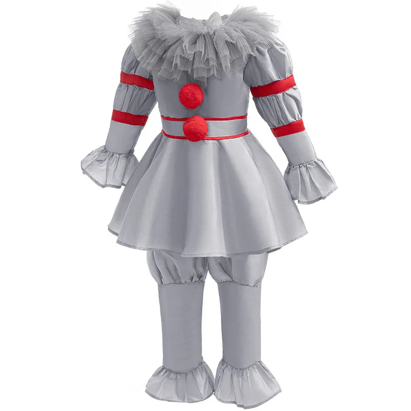 Boys Horrible Clown Costume Top+Pant 2 PCS Set Kids Scary Joker Kids Costume Halloween - A / 12-18M(90)