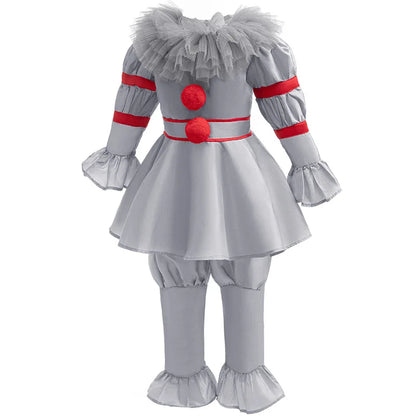 Boys Horrible Clown Costume Top+Pant 2 PCS Set Kids Scary Joker Kids Costume Halloween - A / 12-18M(90)