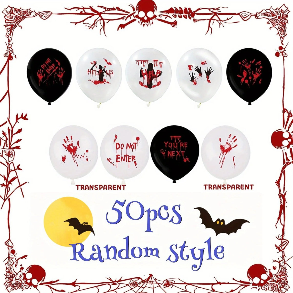 Halloween Balloons Bloody Balloons Black White Red Blood - Men's Halloween Costume - product image 7