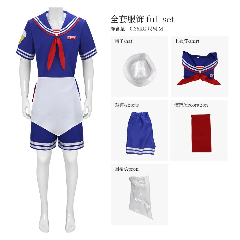 Steve Harrington Costume Scoops Ahoy Robin Costume Sailor Girl Skirt Uniform Suit Outfit - Female / L