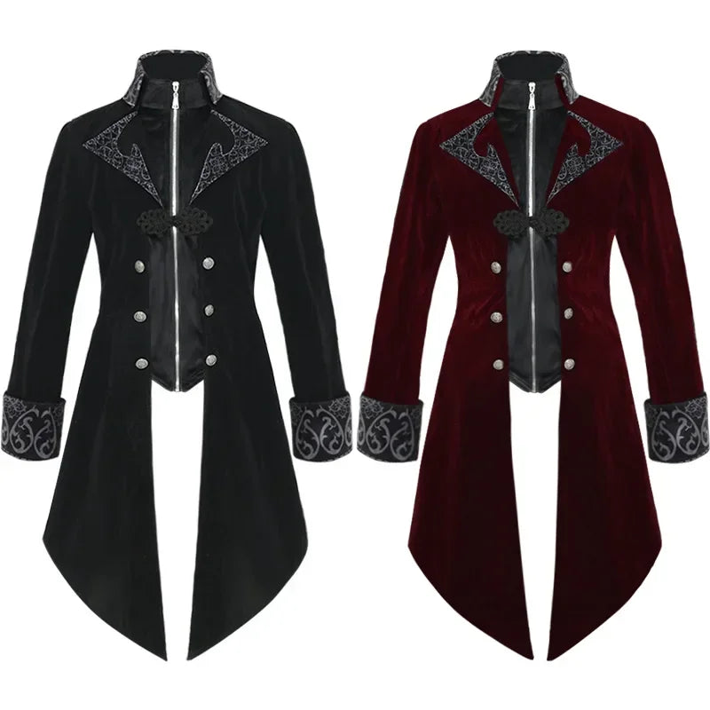 Halloween Formal Costume Men's Steampunk Coats Plus Size S-3XL Men's Medieval Retro Jacket - Black / S
